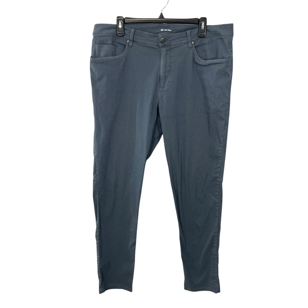 Lululemon Men's ABC Slim Pants Size 36 Straight Leg Casual Blue‎ Gray